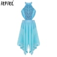 thumbnail image 2 of Vestidos de baile trajes de tutú gimnástico niños niñas Ballet Ropa de baile de jazz decoración de lentejuelas espalda hueca y velo en la cintura vestido de baile, 2 of 5