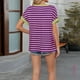 thumbnail image 5 of mfyjkho Tops Para Hacer Ejercicio Para Mujer, Suéter Informal De Manga Corta Con Cuello Redondo Y Bolsillos A Rayas Para Mujer Tops Para Salir Para Mujer M, 5 of 6