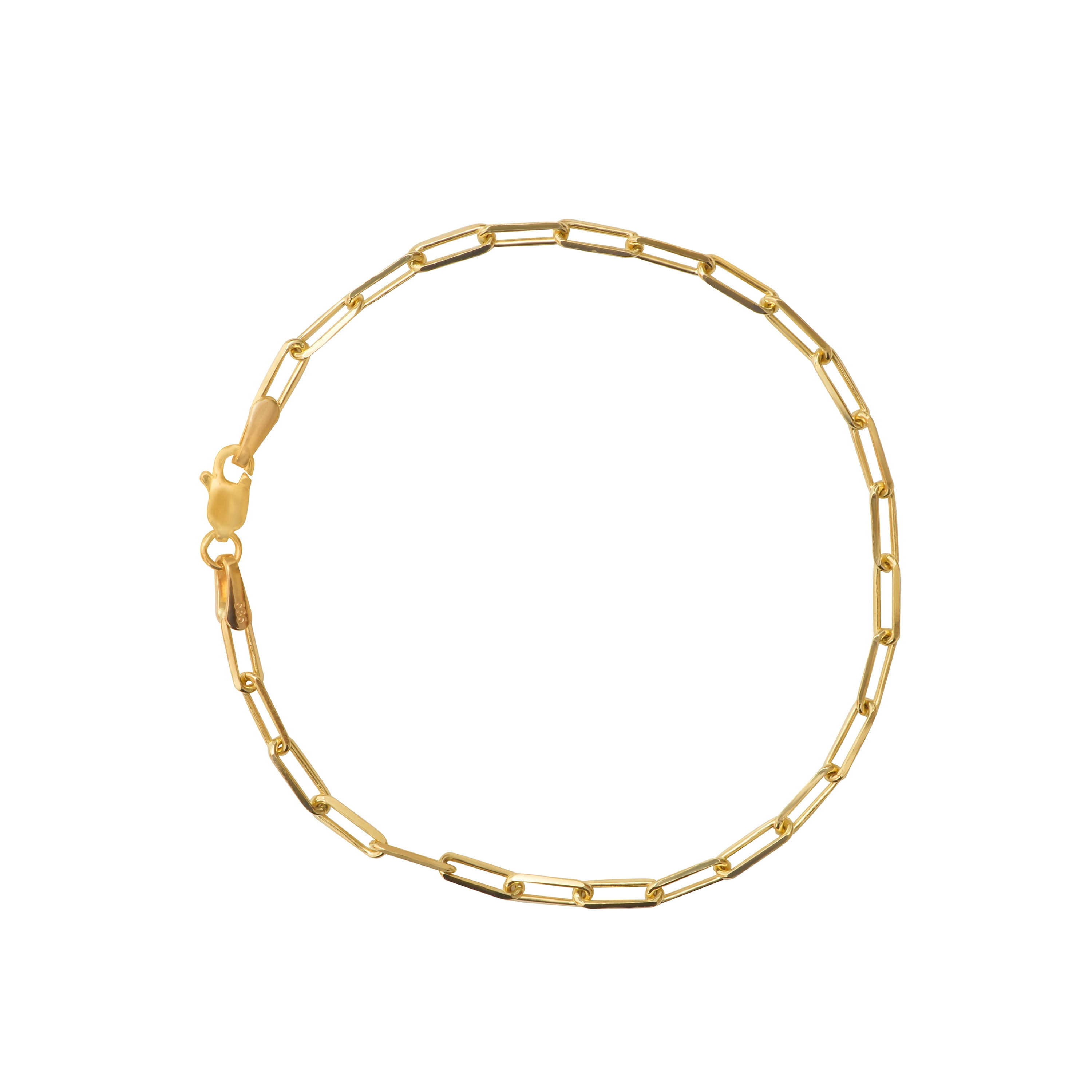 Estella Collection 14K Solid Gold Paperclip Chain Braclet 7 Inches