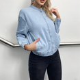 thumbnail image 3 of MKLEKYY Veste à Enfiler Manteau Femme Veste en Denim Surdimensionnée pour Femme Décontractée Longue Style Boyfriend Veste en Jean Usée Automne Printemps, 3 of 7
