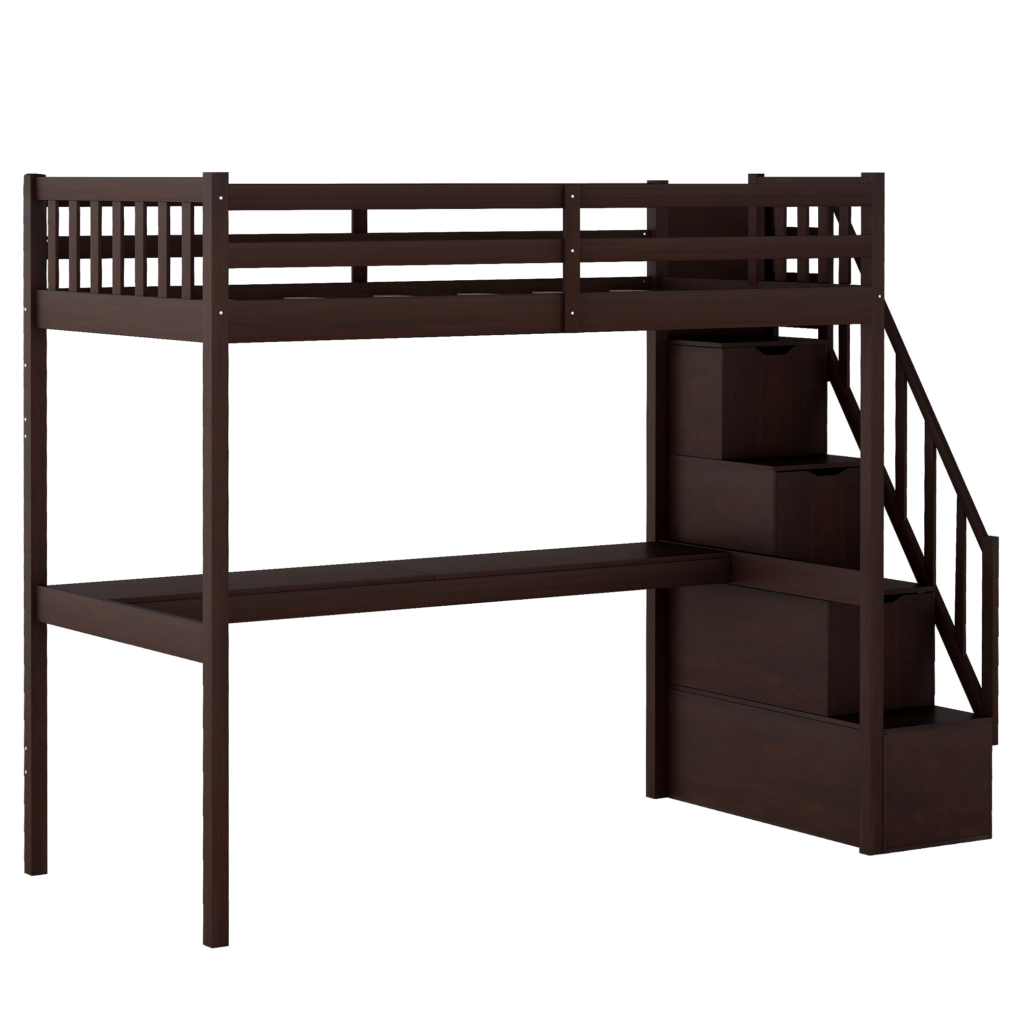 SCANICA Staircase Twin Loft Bed with Storage Natural