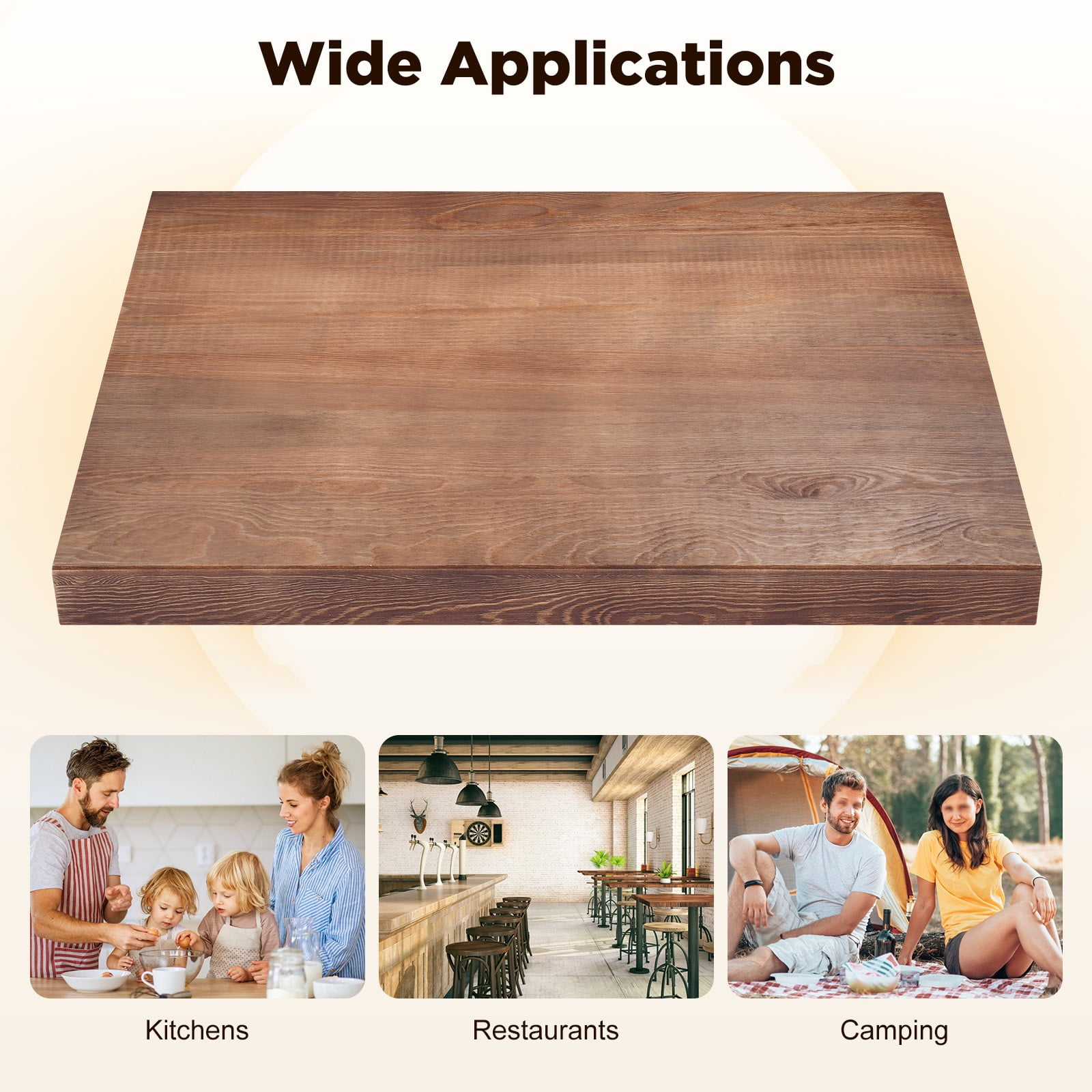 1 PCS Walnut Color Stove Top Cover, Noodle Board Stove Covers with Built-in Handles, Durable Extra Thick Pine Wood Handmade Cookware, Load Capacity: 10-15kg/22.05-33.07lbs