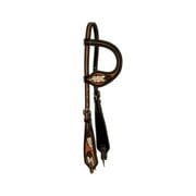 Showman Single Ear Leather Headstall w/ Painted Feather Design