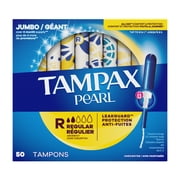 Tampax Pearl Tampons with LeakGuard Braid, Regular Absorbency, 50 Count