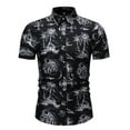 thumbnail image 1 of CEHVOM Cardigan Décontracté pour Homme à Manches Courtes Imprimé, Col Rabattu, T-Shirt Blouse Hauts, 1 of 6