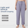 thumbnail image 2 of Pantalones deportivos sueltos e informales para mujer, adelgazantes, transpirables, de secado rápido, para bailar, correr, ropa de fitness fina, pantalones con vendaje para los pies, pantalones de, 2 of 6