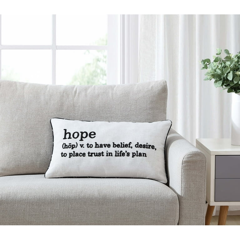 Mainstays Decorative Hope Lumbar Pillow Ivory Black 12x22