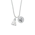 thumbnail image 2 of Delight Jewelry Resin Ghost Silvertone Script Initial Disc - V - Charm Necklace, 20"+3", 2 of 4