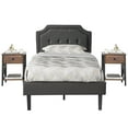 thumbnail image 2 of VECELO 3-Piece Bedroom Sets Upholstered Platform Bed Frame and 2 Nightstand, 2 of 7