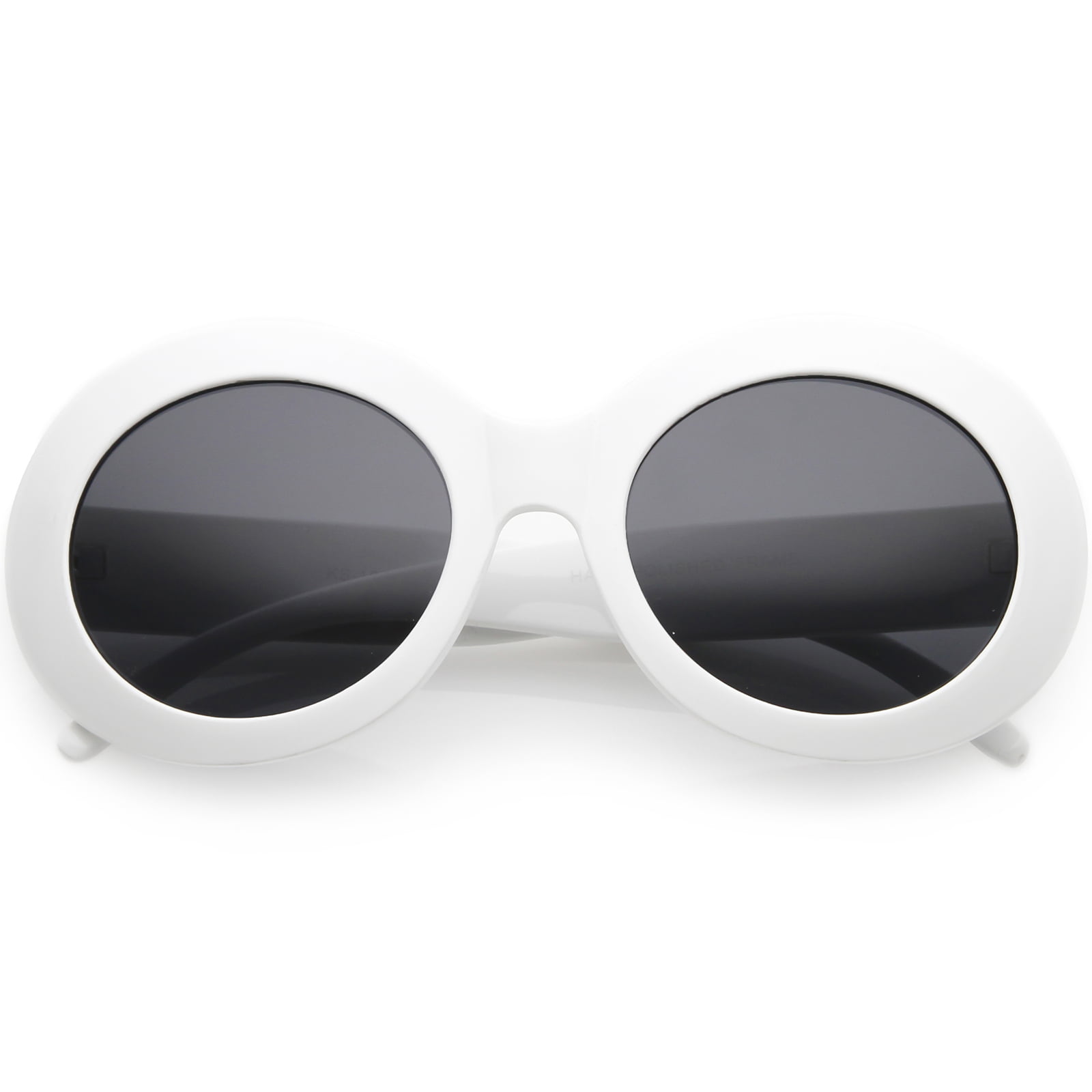 Sunglassla Large Oversize Chunky Oval Sunglasses Wide Arms Neutral Colored Lens 55mm White 
