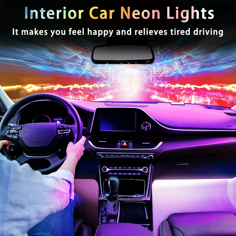 HXXF Interior Car Lights Car Accessories Car Led Lights APP Control with  Remote Music Sync Color Change RGB Under Dash Car Lighting with USB Car  Charger (RGB) 