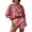 Pink, variant on Women's Linen-Blend Relaxed Fit Two-Piece Set, Collared Long Sleeve Shirt with Matching High Waist Shorts, Casual Outfit for Everyday Wear and Vacation
