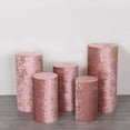thumbnail image 2 of Efavormart Set of 5 Dusty Rose Crushed Velvet Cylinder Plinth Display Box Stand Covers, Premium Pedestal Pillar Prop Covers, 2 of 5