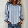 thumbnail image 2 of Dazajoo Chandail Ample à Manches Longues pour Femmes, Col Rond Décontracté, Haut en Denim Patchwork à Enfiler pour Mode Urbaine, Bleu, TG, 2 of 3