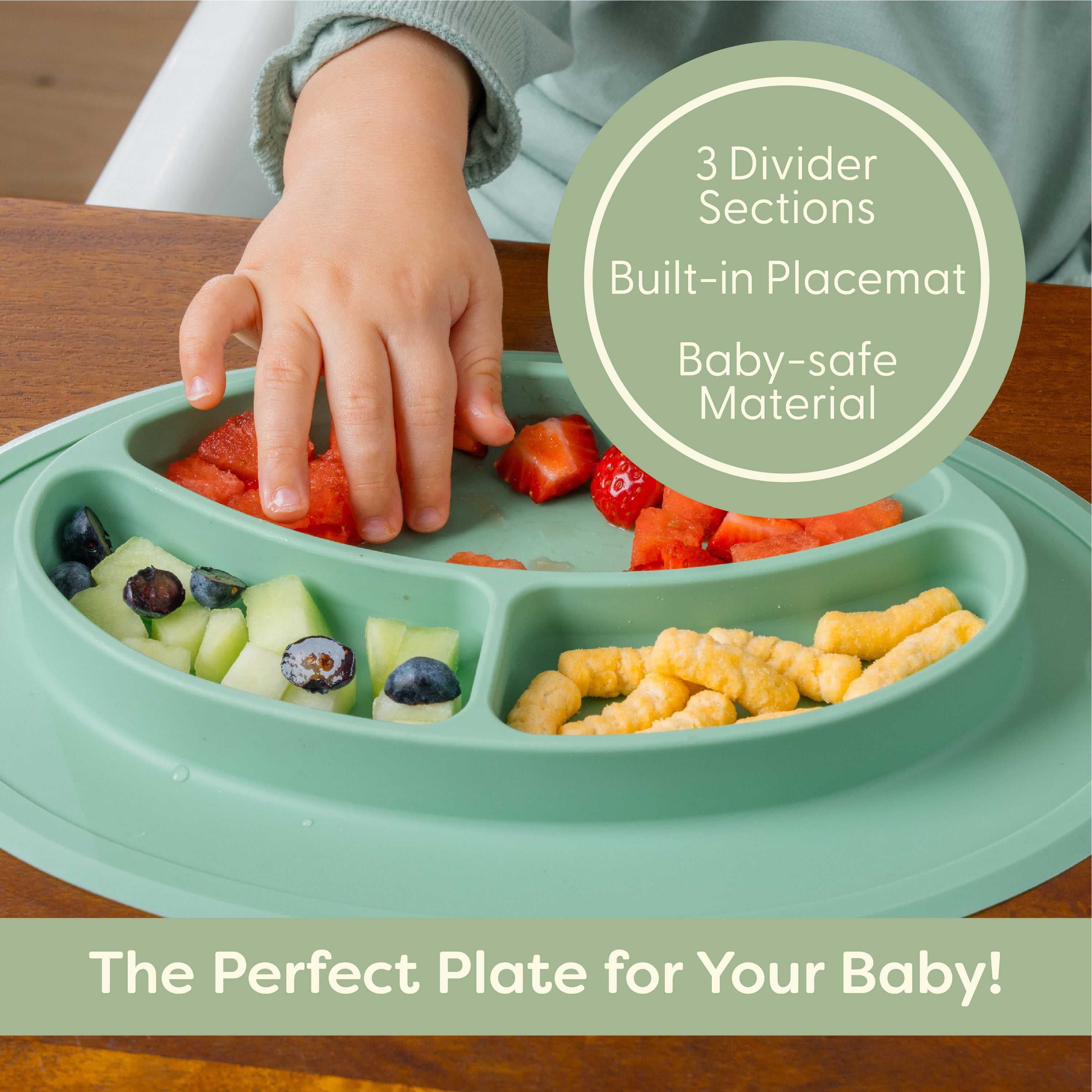 UpwardBaby Divider Plate with Suction Placemat - BPA Free - 100% Food-Grade Silicone - 6m+