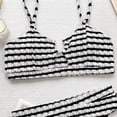 thumbnail image 5 of UTSJKR Women's Two Piece Bikini Sets Midi Waist Cheeky Swimsuit Summer Fashion Beach Striped Triangle Bathing Suits Black M, 5 of 5