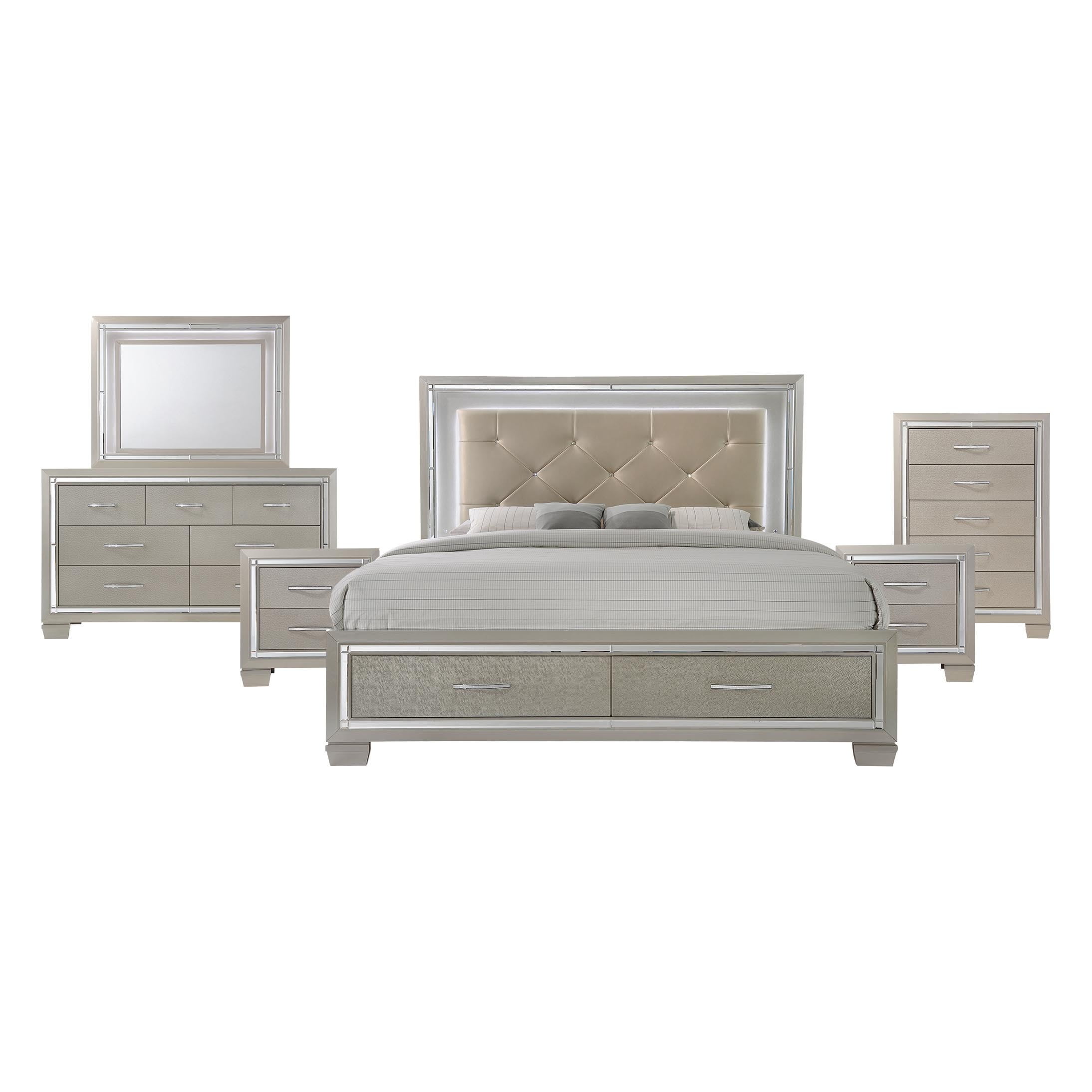 Picket House Furnishings Glamour 6 Piece King Storage Bedroom Set Walmart Com Walmart Com
