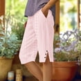 thumbnail image 2 of AHTJRT Women's Capris Summer Boho Royal Court Style Side Slit Bottoms Trousers with Pockets Drawstring Elastic Hight Waist Casual Straight Leg Capri Pants Pink XXL, 2 of 7