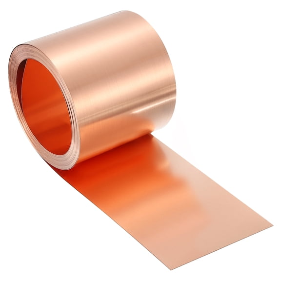 Pure Copper Sheet Roll, 0.3mm 24Ga Thick T2 Copper Flashing 6100mm x 51mm/20Ft x 2in Copper Strip Soft Copper Metal Foil Plate for Craft Electrical House Repair