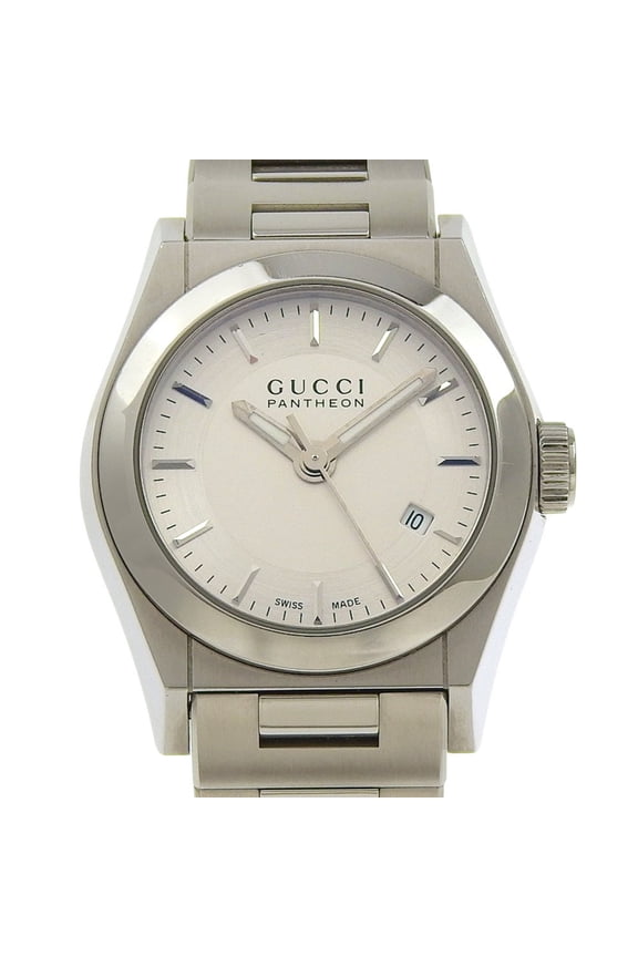 Pre-Owned Gucci Pantheon Watch 115.5 Stainless Steel Quartz Analog Silver Dial Women's (Good)