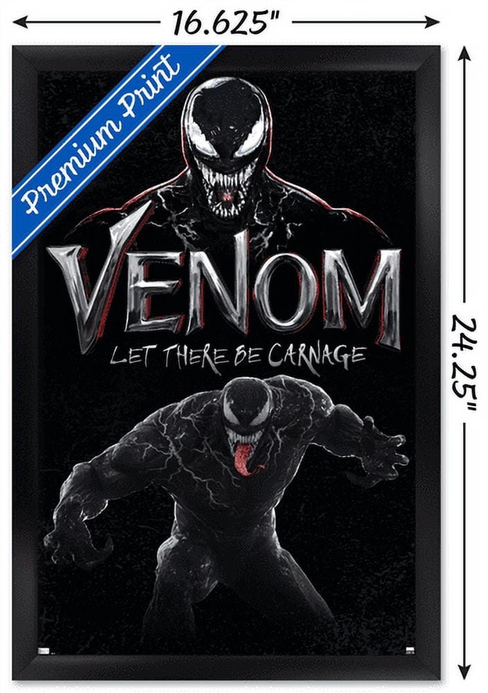 Marvel Venom: Let There be Carnage - Attack Wall Poster, 14.725" x 22.375", Framed