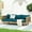 Teak Teal, variant on Wood Daybed For 3 Seaters With Arms - Cushions Water- Upholstery Slat Paneled 67.5"w X 32"d 23.72"h Seater , Panel Seat 69.27” W 31.52” D 23.72” H