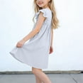 thumbnail image 7 of Crunowin Girls Summer Dress Sleeveless Round Neck Linen Look Flutter Sleeve Detail Kids Casual Summer Dress Light Blue Size 4T, 7 of 7