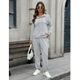 thumbnail image 5 of FIOPHY Women's Cozy 2 Piece Outfits Lounge Sets Long Sleeve Half Zip Sweatshirt Tops Jogger Sweatpants Sweats Track Suits Set,Gray,L, 5 of 5
