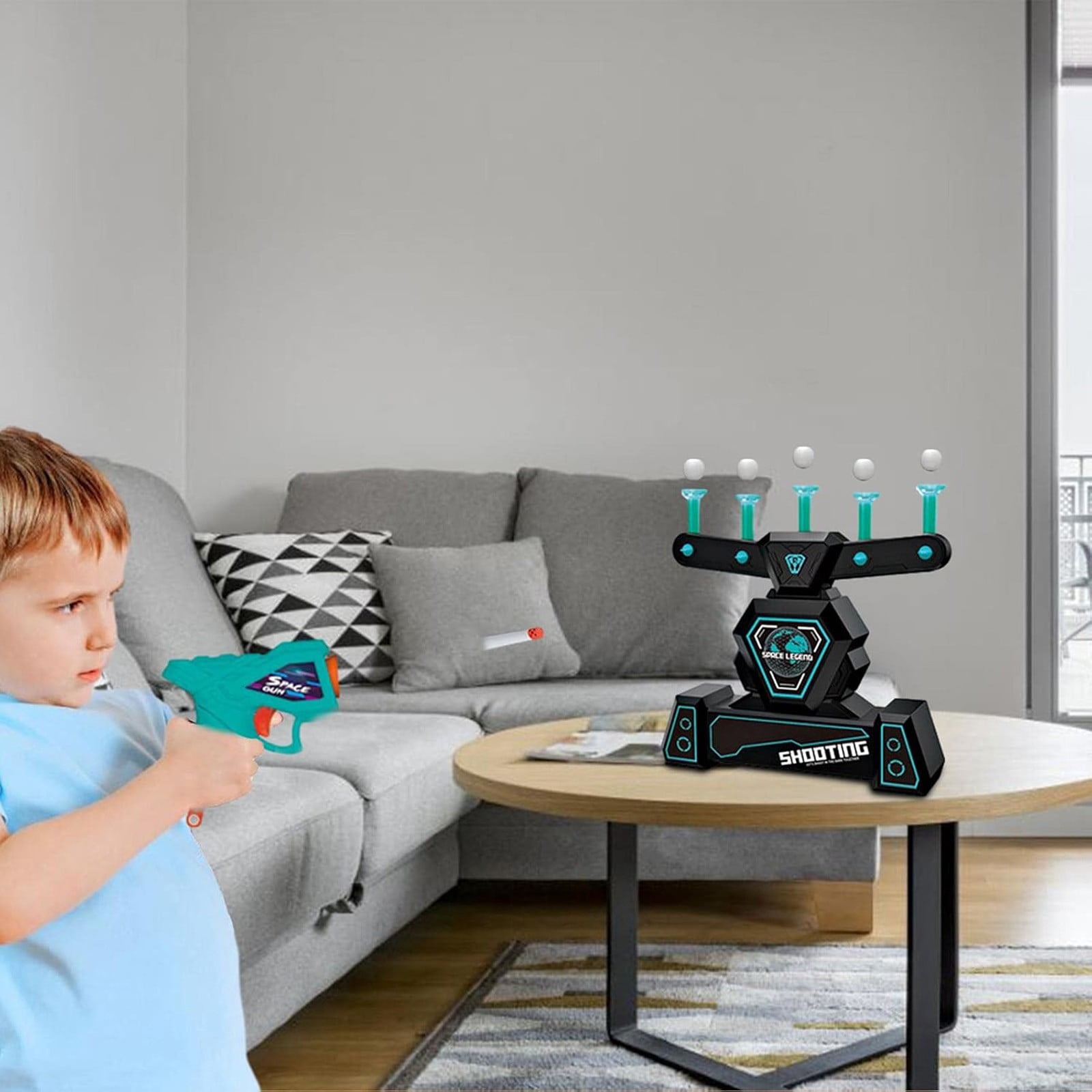 Electronic Floating Target Practice Toy Set With Foam Dart & Space Toy Guns Floating Space Toy Guns Adjustable Airflow Usb Powered Interactive Shooting Game For All Ages And S
