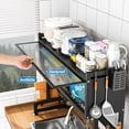 thumbnail image 2 of 2-Tier Over The Sink Dish Drying Rack, 33.66"×31.1"×11.81", Large Sink Rack for Kitchen, Saving Kitchen Space, Cover Design Holds Dishes, Bowls, and Cutlery, Kitchen Sink Shelf, 2 of 6