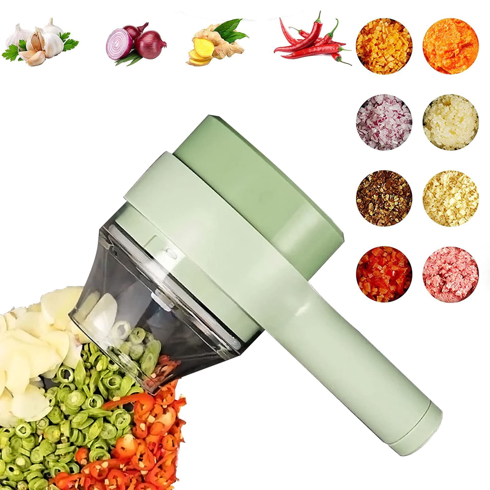 HomeLife Garlic Grinder with Handle Good Grip Labor Saving Detachable Wireless Electric Garlic Press Ginger Chili Fruit Meat Wireless Food Processor Kitchen Gadget