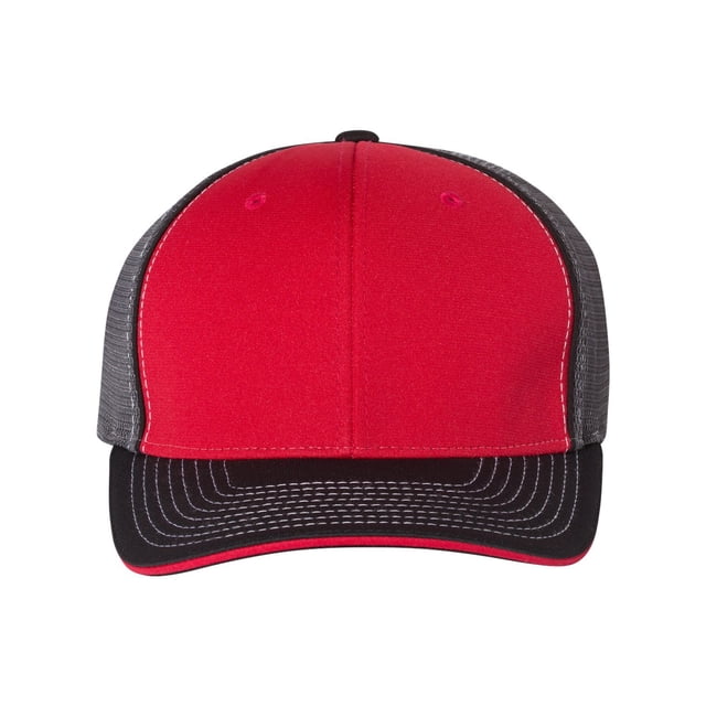 Richardson Pulse Sportmesh with R-Flex Cap, S-M, Red-Charcoal-Black Tri
