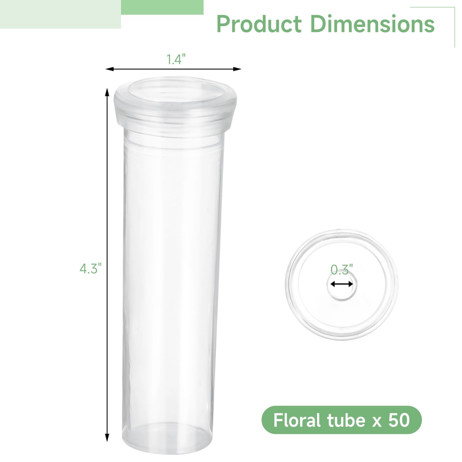 50 Pcs Plastic Floral Water Tubes, 60 ml Flower Stem Nutrition Vials, Plant Tubes for Milkweed Cuttings, Plant Branch Vials with Caps, Clear Floral Breeding Tubes for Flower Arrangements