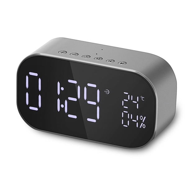 Matsuzay Reloj LED Digital multifuncional, reloj con espejo LED silencioso, pantalla de tiempo/temperatura, escritorio electrónico, relojes de mesa, Cables de audio/vídeo No. 4