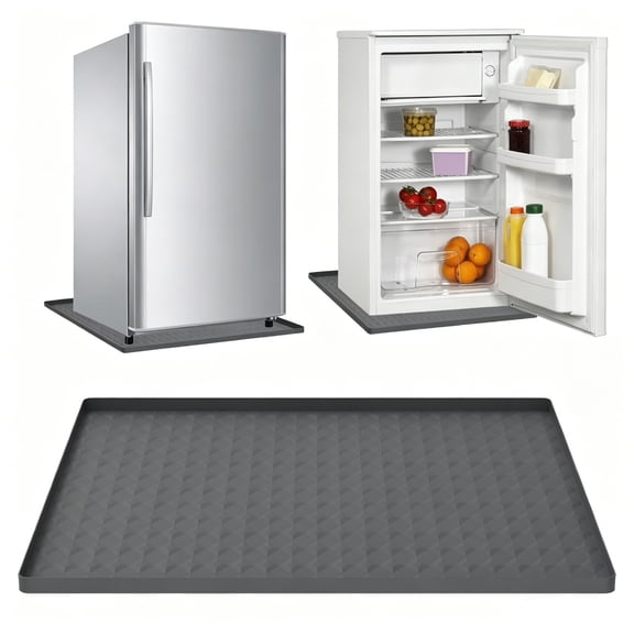 Mini Fridge Silicone Mat with Raised Edges, Under Refrigerator Mat Under Washing Machine Mat Soft Under Refrigerator Floor Protector, Protects the Floor From Damage, 23.6''x23.6''x0.8''