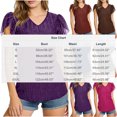 thumbnail image 2 of Craaazy Womens Plus Size Shimmer V Neck T-Shirt with Ruffle Flutter Sleeves Solid Color Top for Casual Occasions, 2 of 7