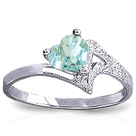 ALARRI 0.95 Carat 14K Solid White Gold White Dove Aquamarine Ring With Ring Size 5.