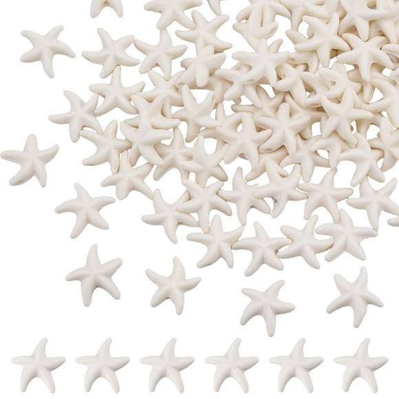 Beads SUNNYCLUE Starfish, turquesa sintética, blanca, 150 unidades
