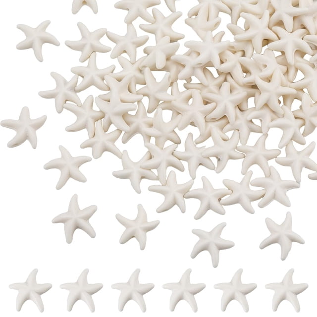 Beads SUNNYCLUE Starfish, turquesa sintética, blanca, 150 unidades