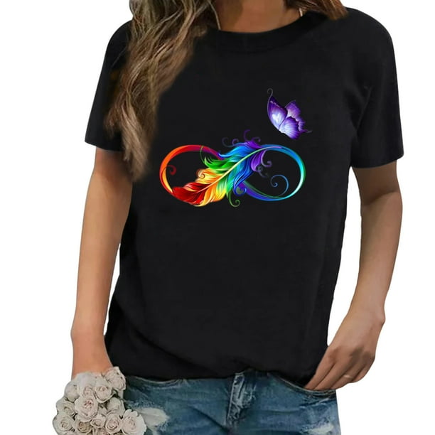 Puntoco Mujeres Casual Impresión Camisas Manga Corta Camiseta Suelta tops Túnica Blusa Puntoco Puntoco-2802