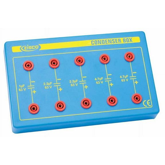 Condenser Box, Five Capacitators, 1F to 4.7F - Great for Electrical Experiments - Eisco Labs