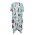 thumbnail image 4 of Xoenoiee Blue Horse Cactus Pattern Women Short Sleeve Kimono Cardigan Lightweight Open Front Cover Up Loungewear Cape Casual Loose Resort Wear for Summer, 4 of 7