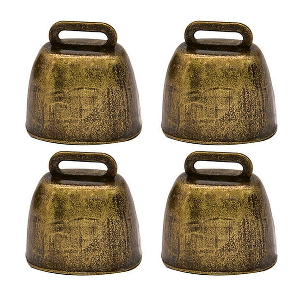 BRIGHTFUFU 4 cascabeles metálicos para ganado y ovejas, adornos para granjas (bronce)