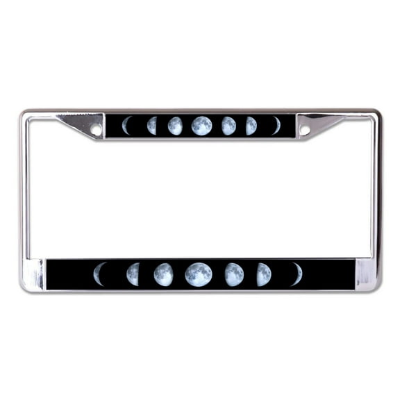 Moon Phases Chrome License Plate Frame