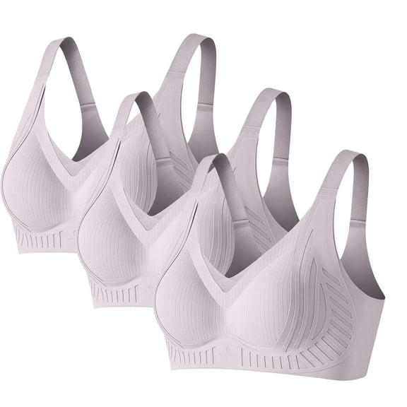 Hduncf 3PC No Underwire Bras for Women Comfort Plus Size Full Coverage Summer Thin Push Up Tank Top Wireless Everyday Bra Purple XXL