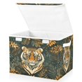 thumbnail image 2 of 16.5x12.6x11.8in Foldable Flip-Top Storage Bin, Dustproof Magic Tape Closure, Ideal for Home & Toy Organization，Tiger, 2 of 7