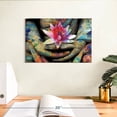 thumbnail image 3 of Elephant Stock Lotus Flower In Hand Wall Art - Horizontal Canvas Wall Art - Living Room Wall Decor - Floral And Botanical Canvas - Gray And Blue Decor - 12" x 8", 3 of 8