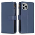 thumbnail image 2 of Zipper Wallet Case for iPhone 15 Pro Max, for Women & Men Flip Purse Cover with Credit Card Slots Wrist Hand Strap Kickstand, PU Leather Magnetic Clasp TPU Shockproof Phone Case, Blue, 2 of 7