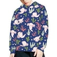 thumbnail image 5 of Xoenoiee Long Sleeve Hoodies Axolotl Coral Water Plants Print Fall Winter Tops Hooded Sweatshirt with Front Kangaroo Pocket Pullover Athleticwear for Kids Workout Travel, S, 5 of 7