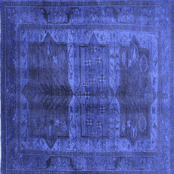 Ahgly Company Indoor Square Oriental Blue Industrial Area Rugs, 7' Square